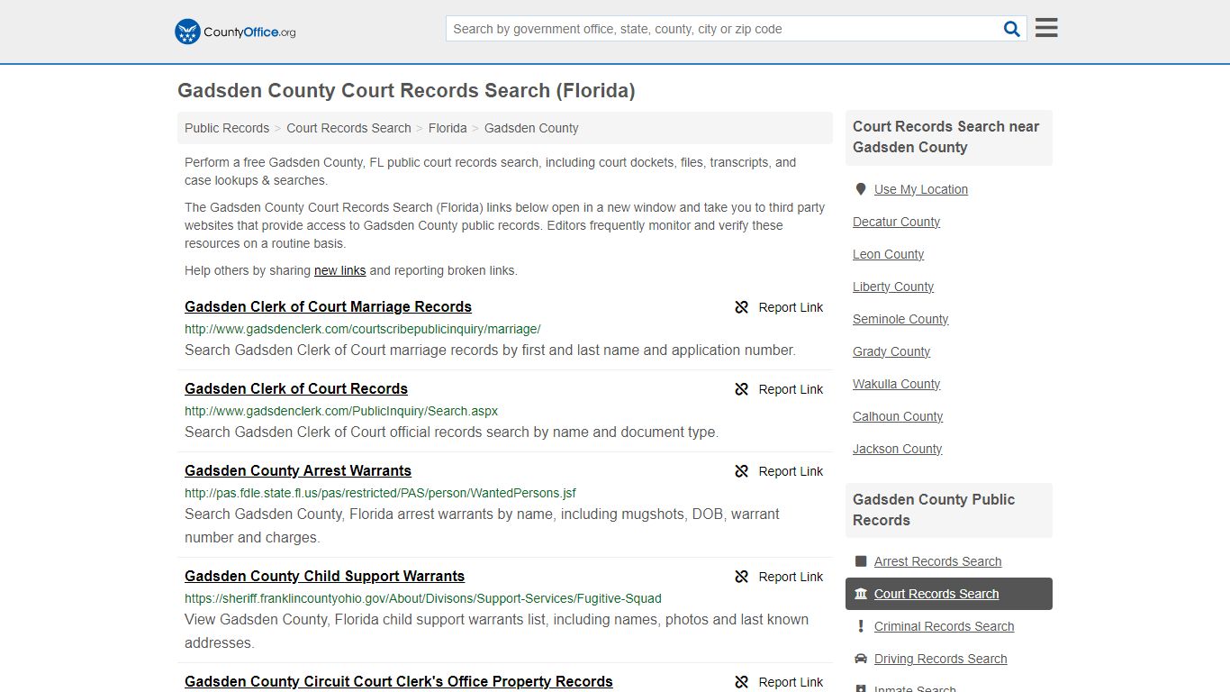 Gadsden County Court Records Search (Florida) - County Office