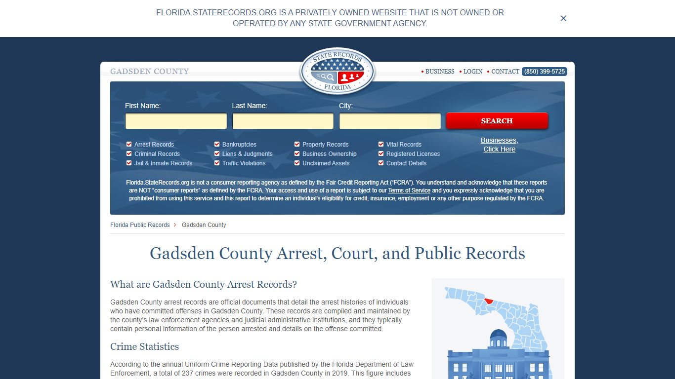 Gadsden County Arrest, Court, and Public Records